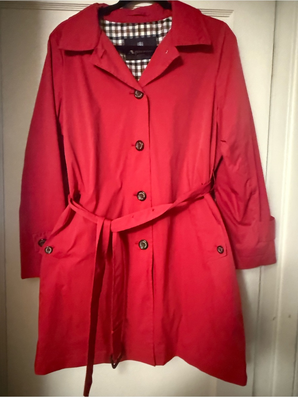 Aquascutum London Red Trench Coat with Belt and Travel Bag